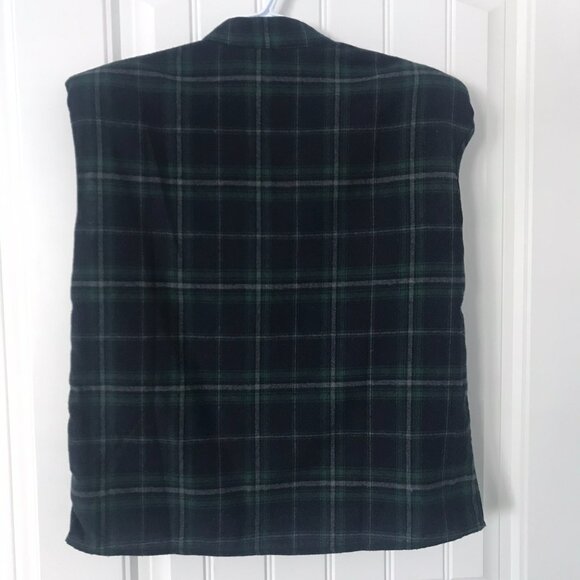 SHEIN Shoulder Padded Flap Pocket Tartan Blouse - Picture 3 of 3